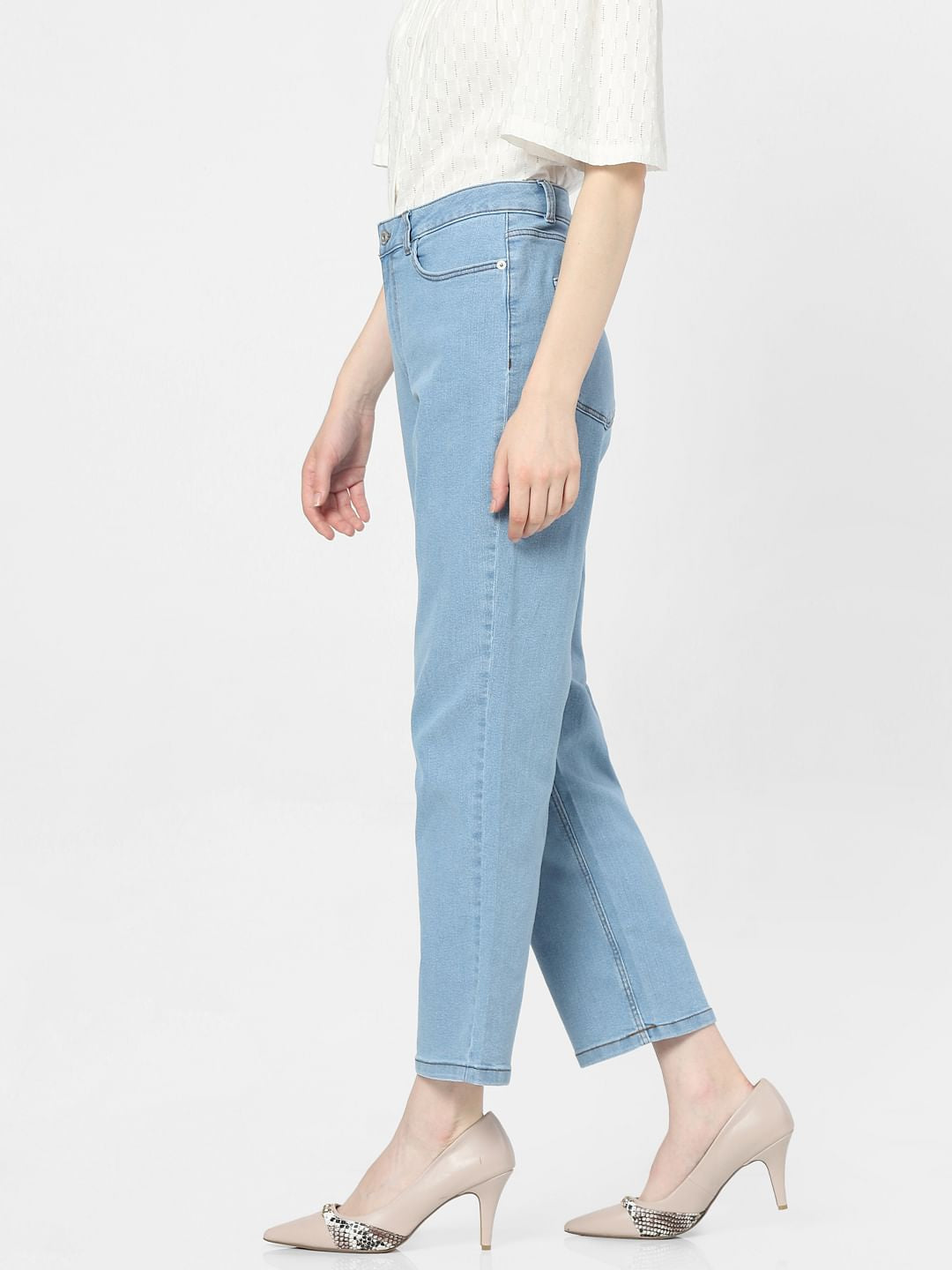 Light Blue Mid Rise Flared Jeans
