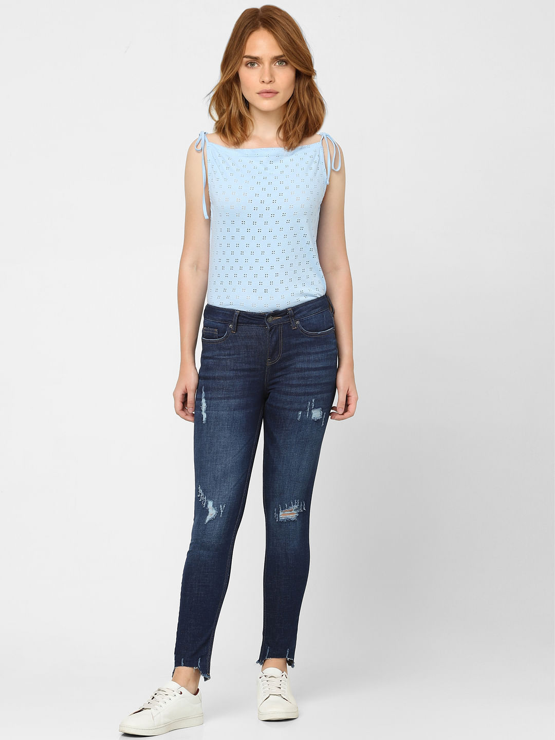 Blue Mid Rise Wendy Skinny Jeans