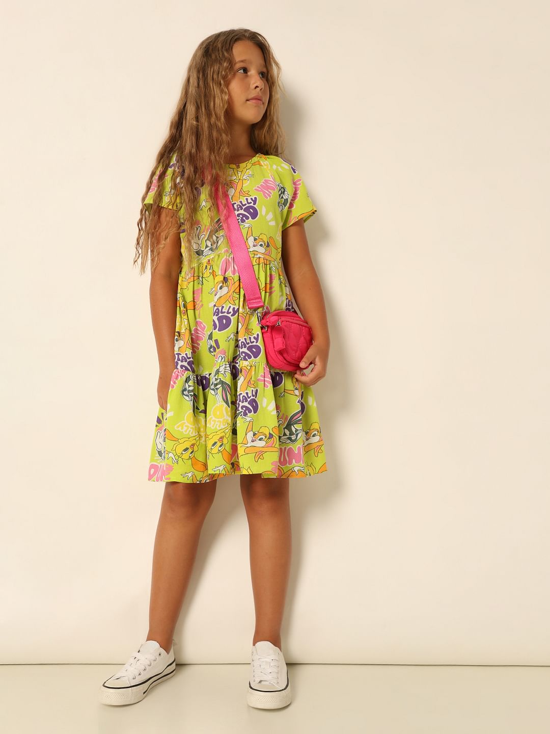 Looney Tunes Green Printed Dress