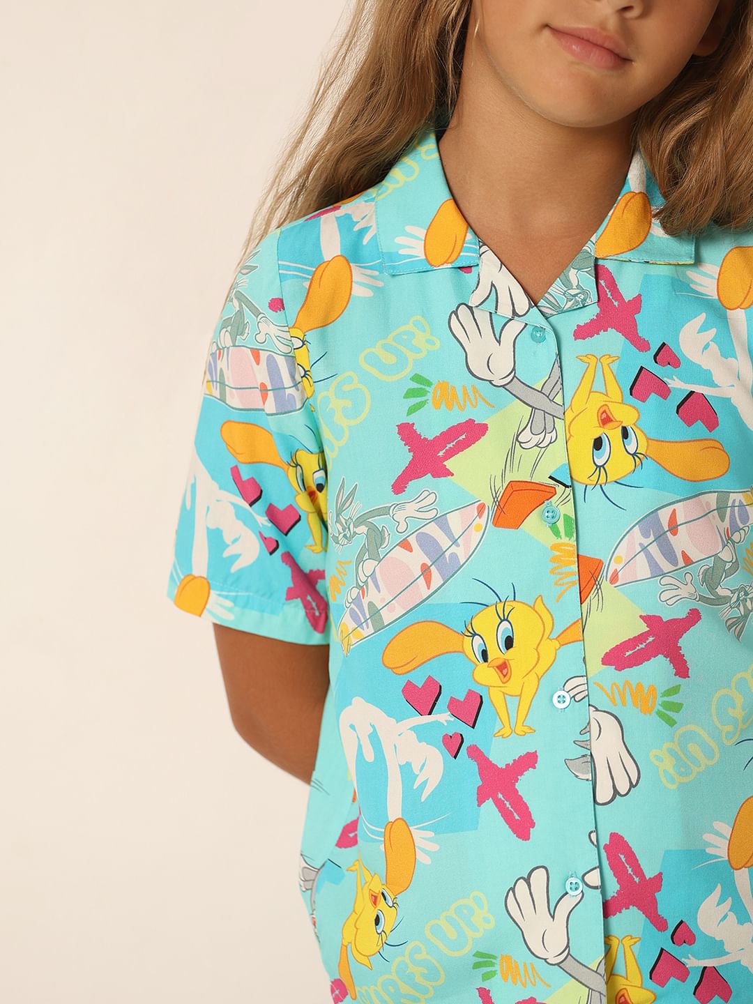 Looney Tunes Blue Button Down Shirt