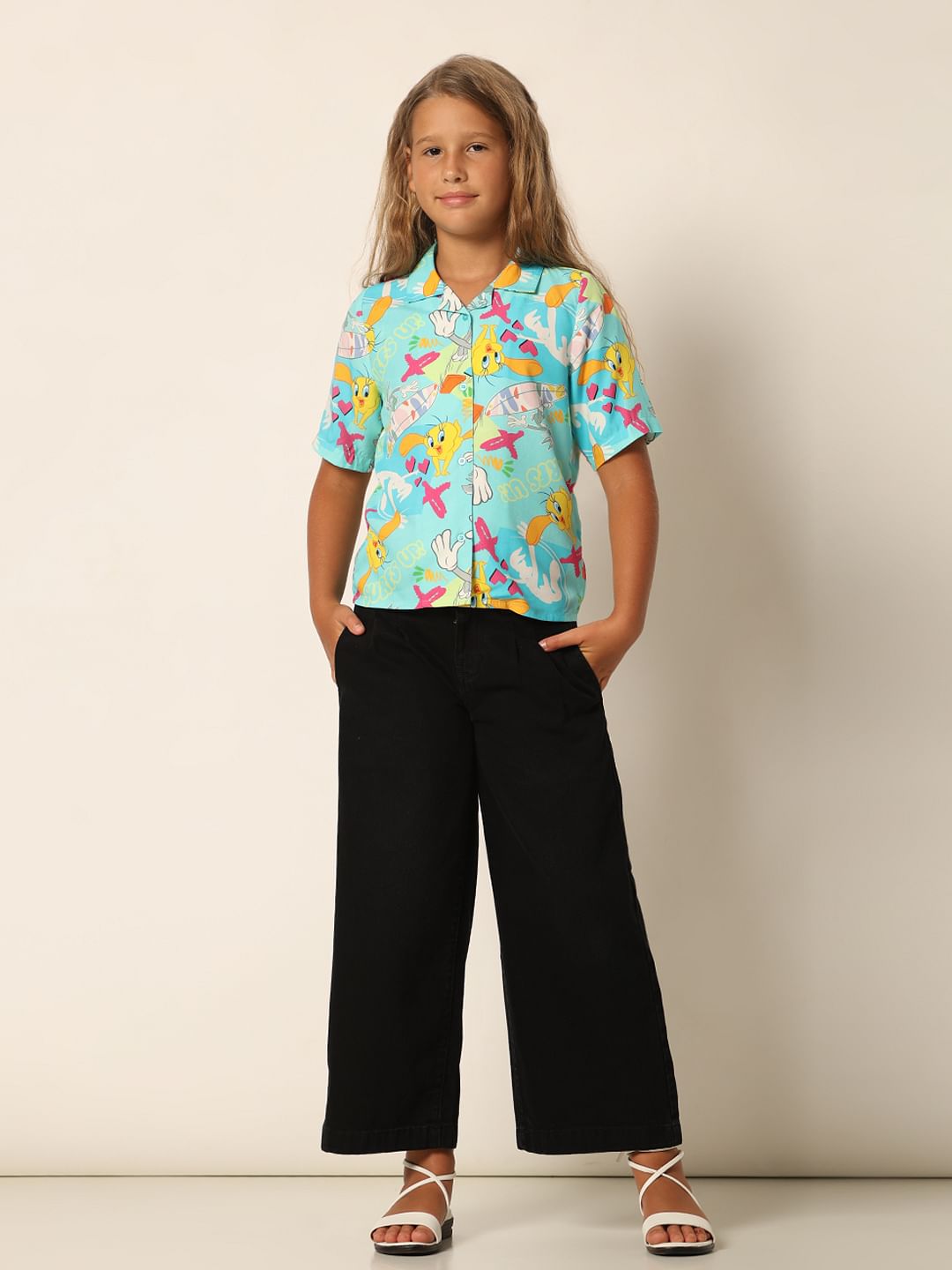 Looney Tunes Blue Button Down Shirt