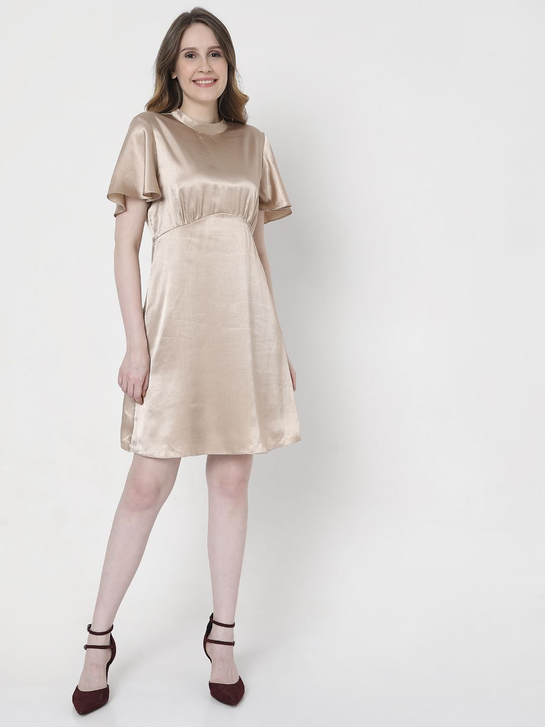 Beige Fit & Flare Dress