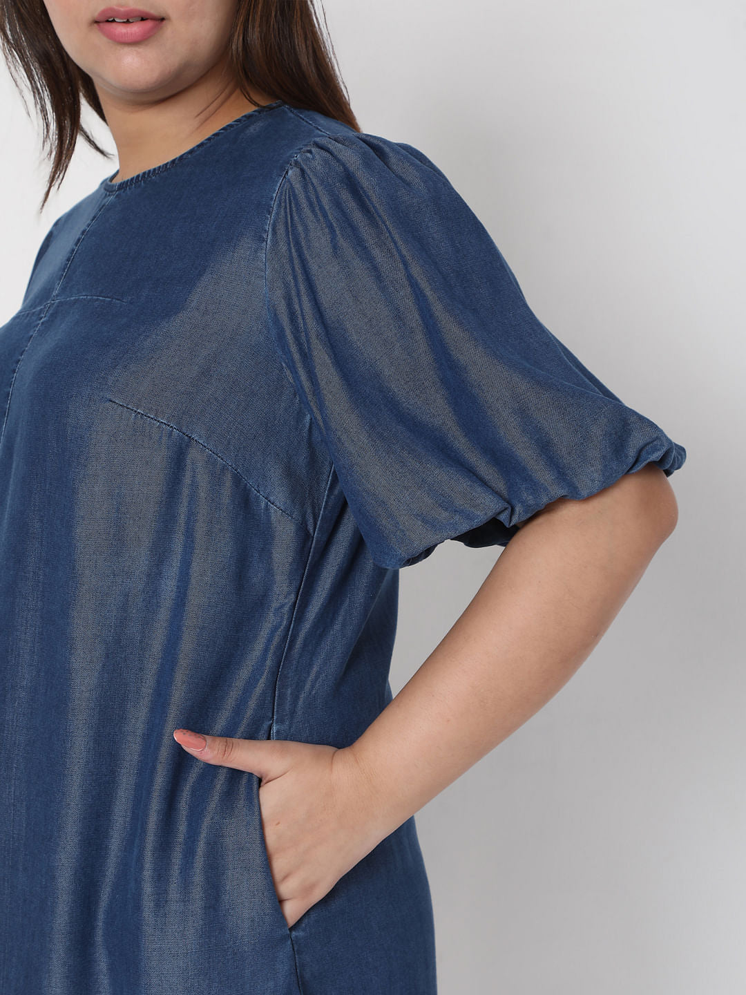 Curve Blue Denim Shift Dress