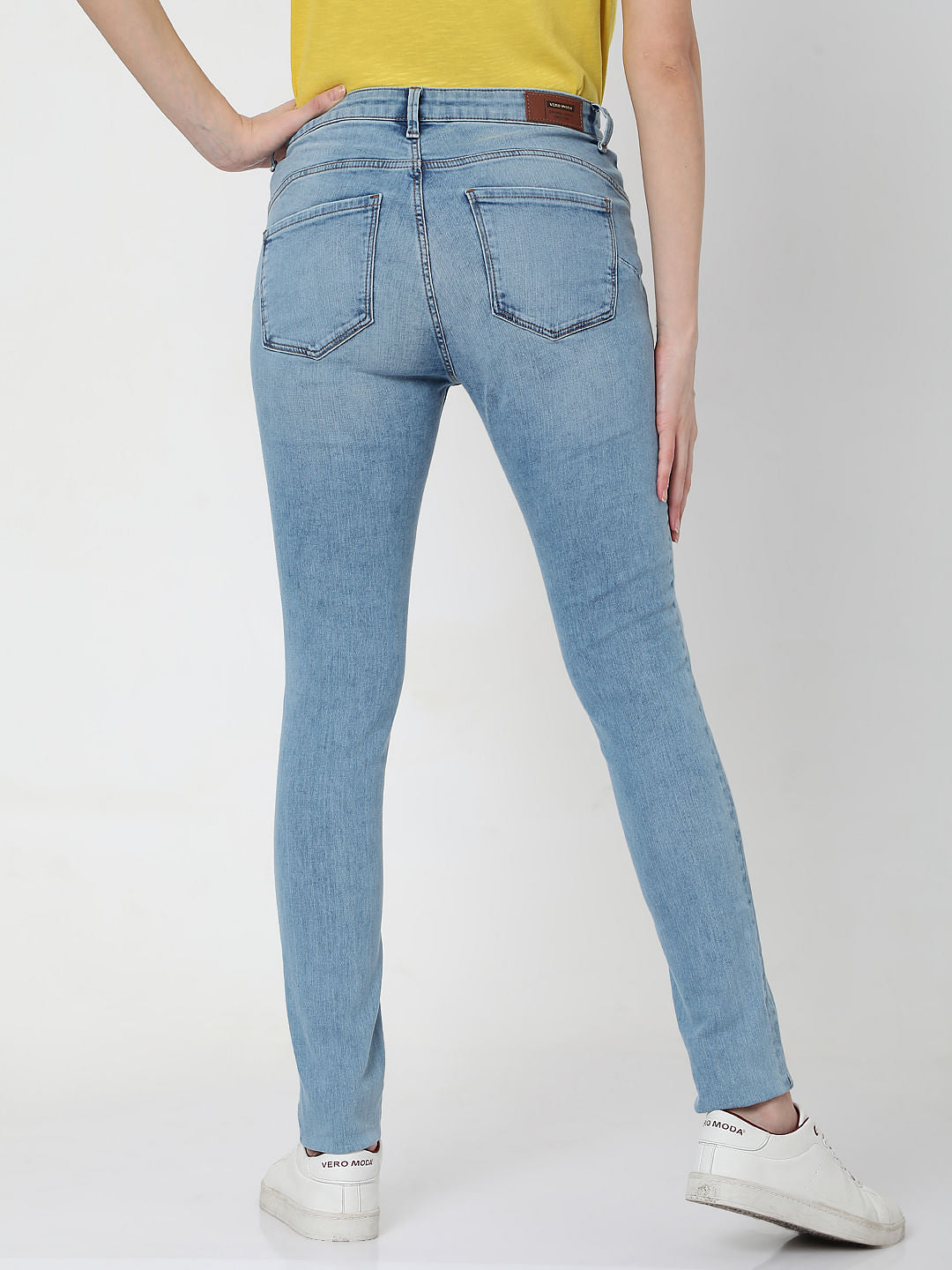 Light Blue Mid Rise Ripped Pushup Skinny Jeans