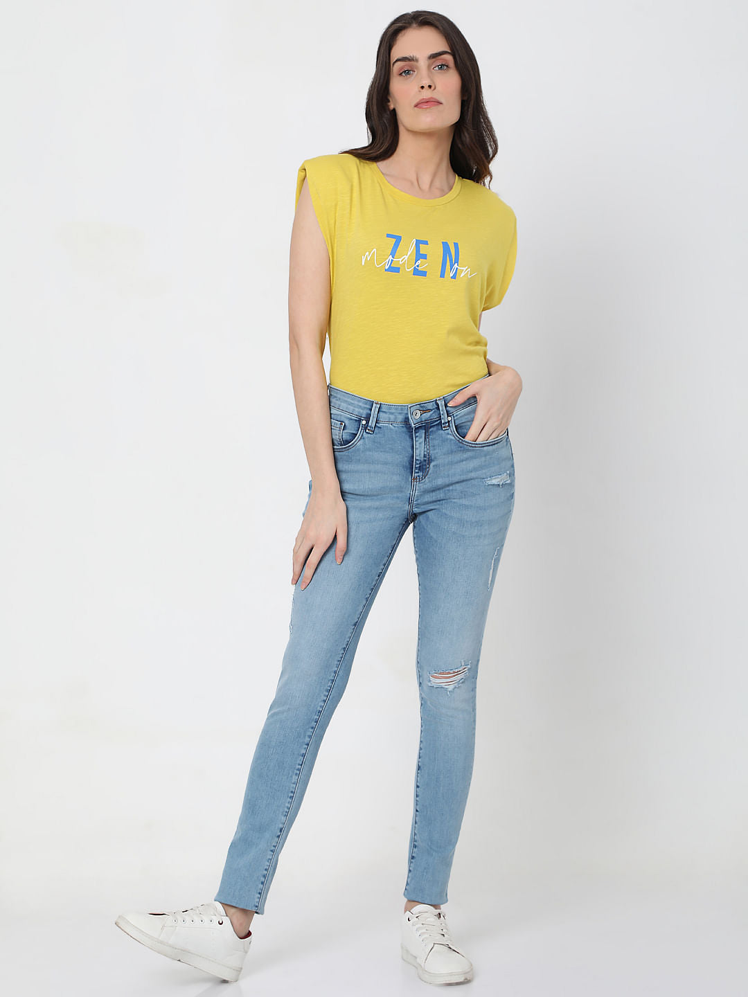 Light Blue Mid Rise Ripped Pushup Skinny Jeans