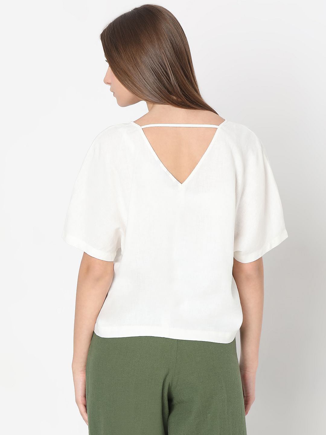 White V-Neck Top