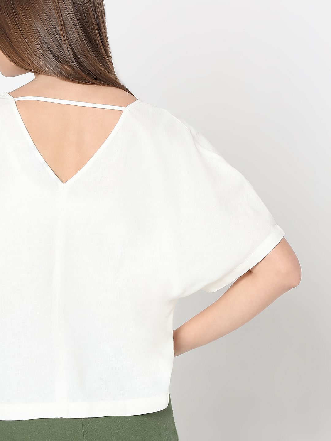 White V-Neck Top
