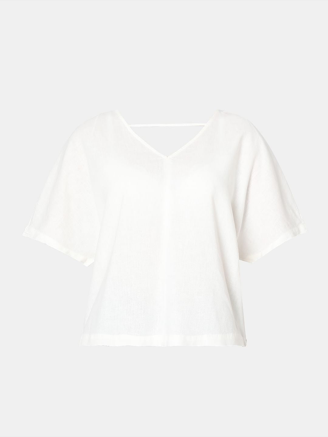 White V-Neck Top