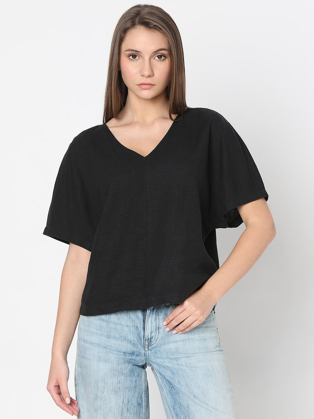 Black V-Neck Top