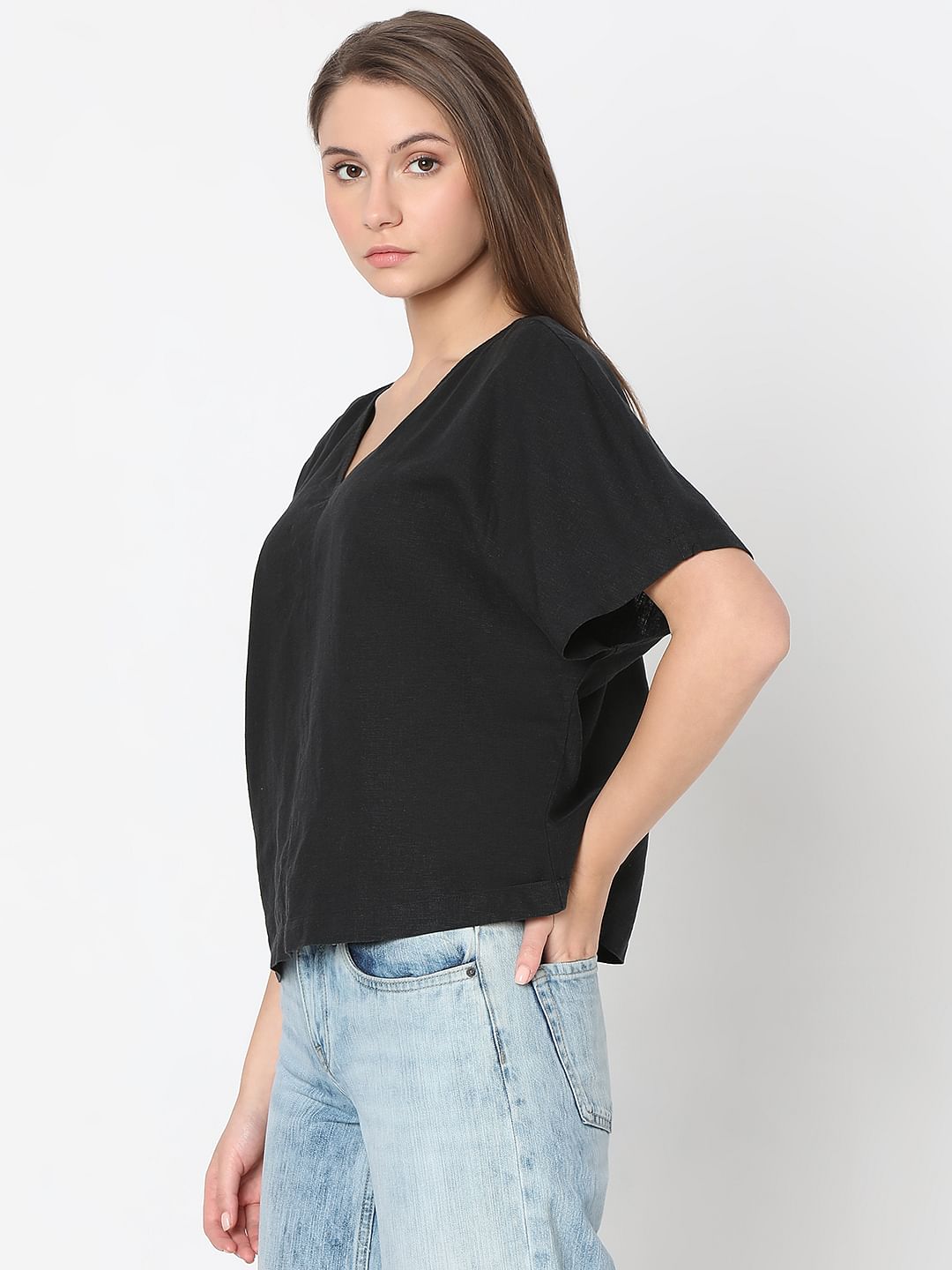 Black V-Neck Top