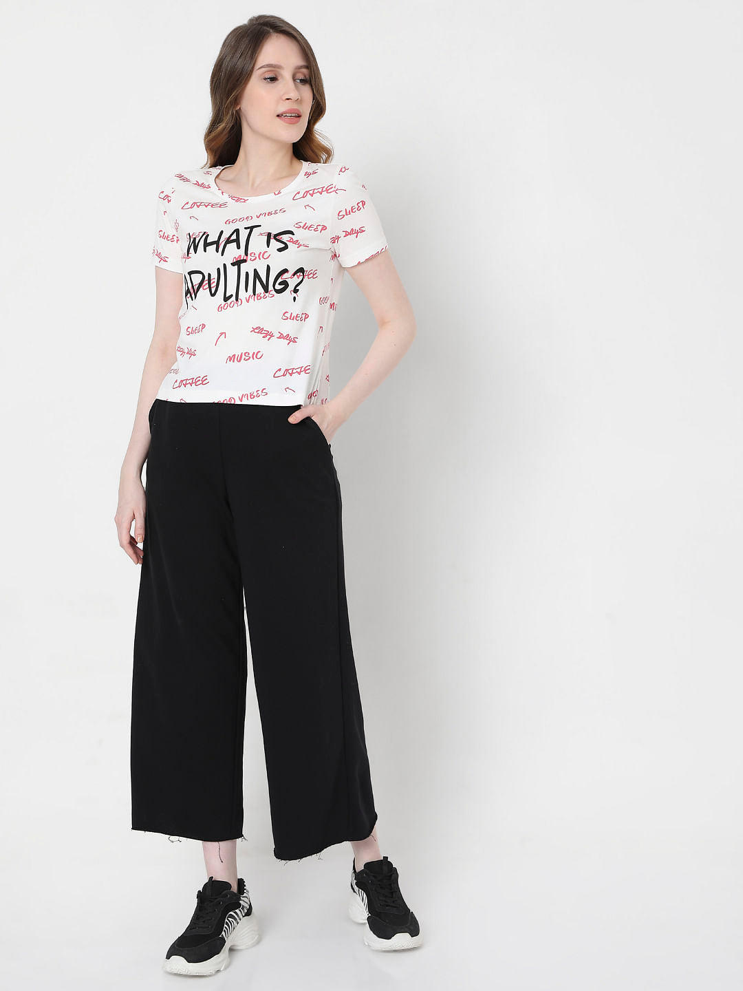 White Slogan Print T-Shirt