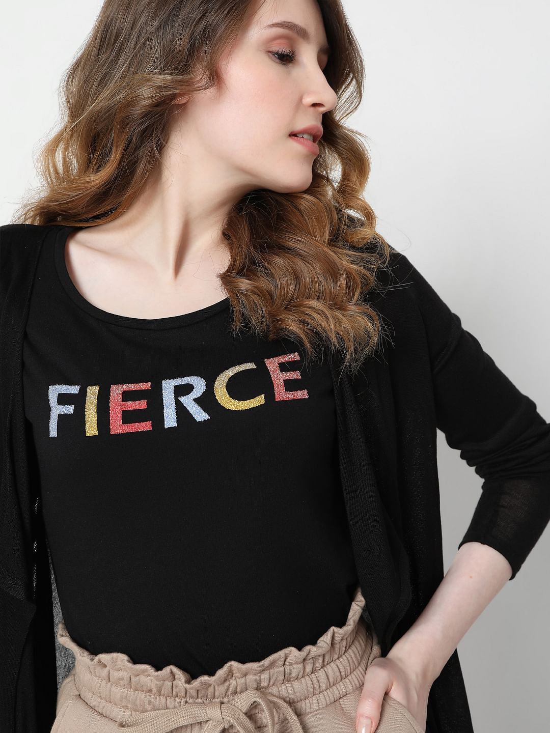 Black Text Print T-Shirt