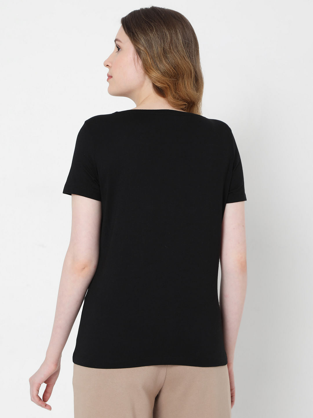 Black Text Print T-Shirt