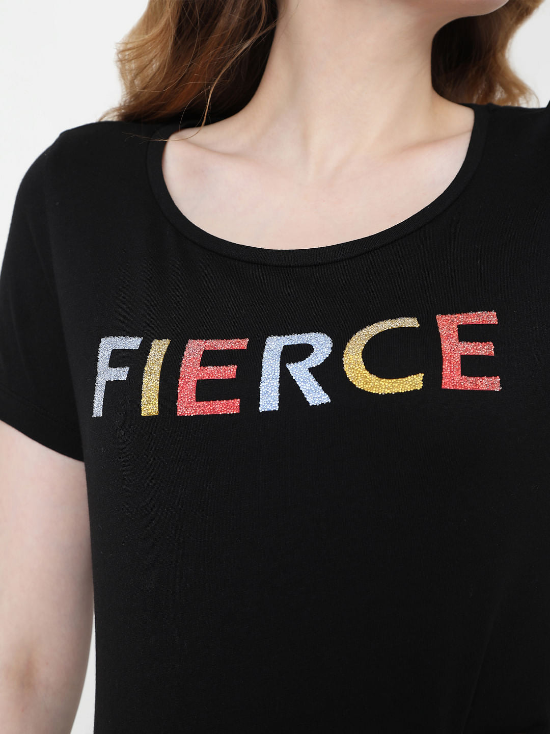 Black Text Print T-Shirt