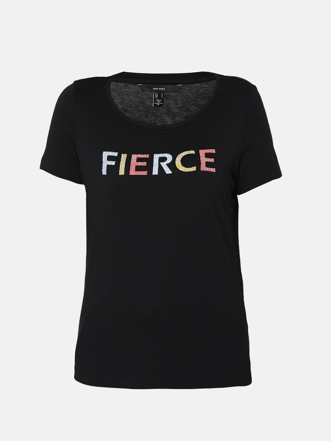 Black Text Print T-Shirt