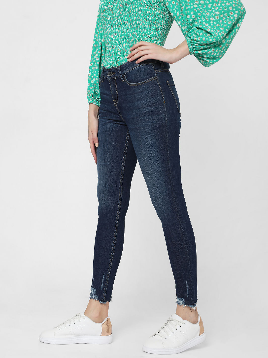 Blue Mid Rise Skinny Jeans