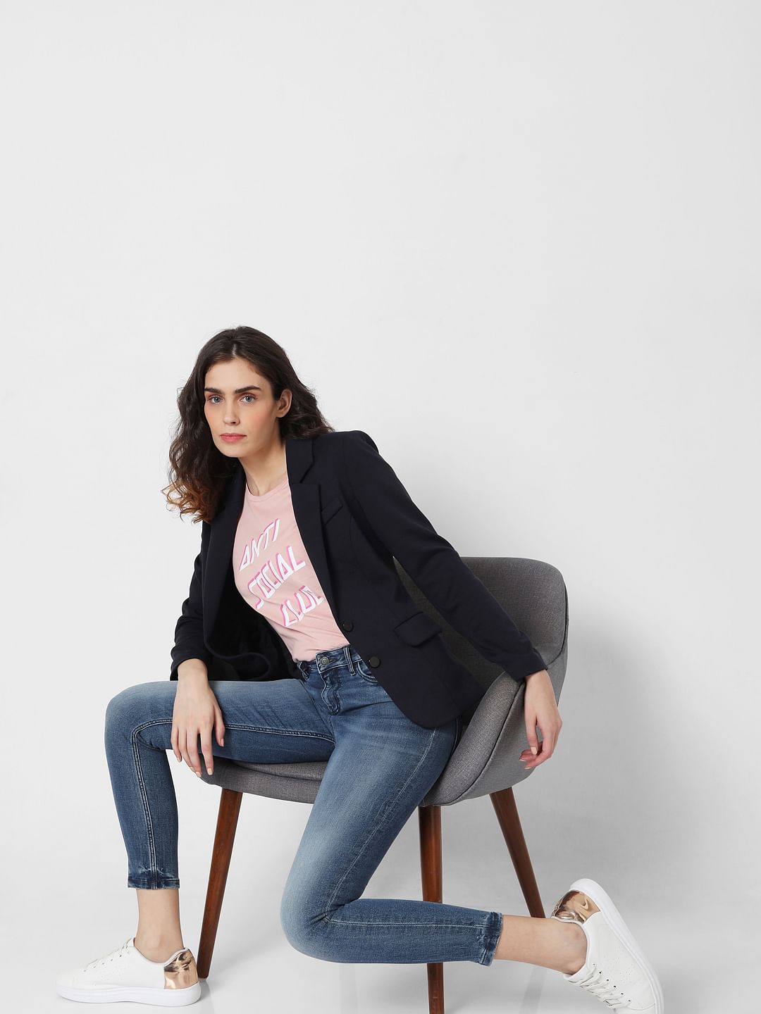 Blue Mid Rise Skinny Jeans