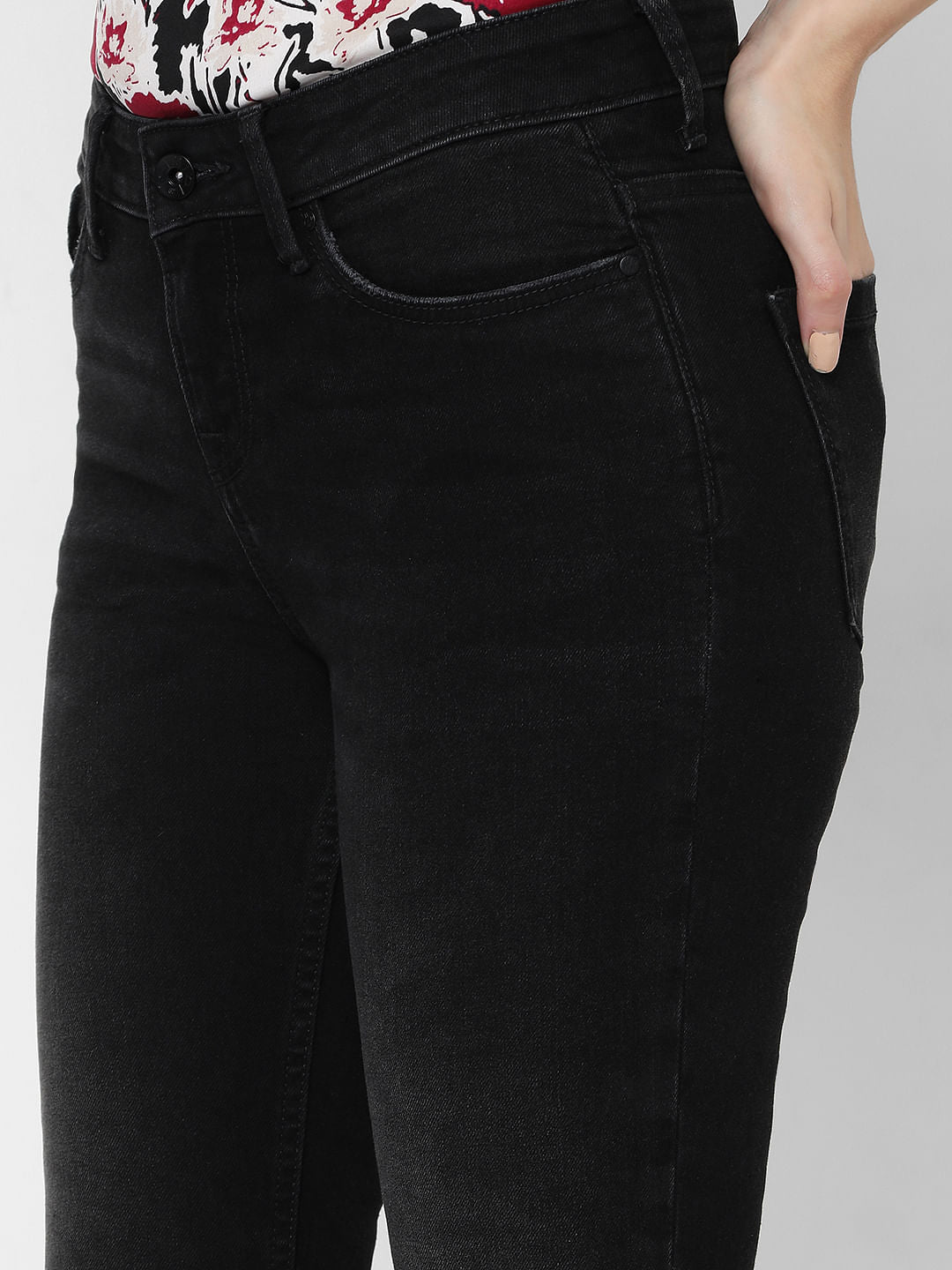 Black Mid Rise Skinny Jeans