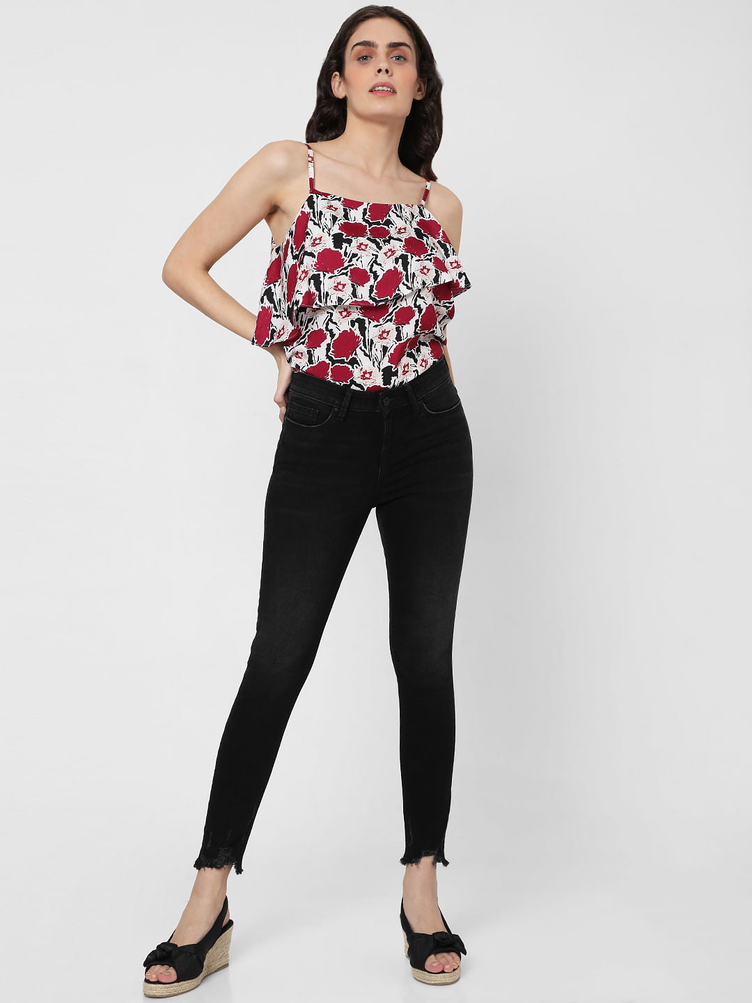 Black Mid Rise Skinny Jeans