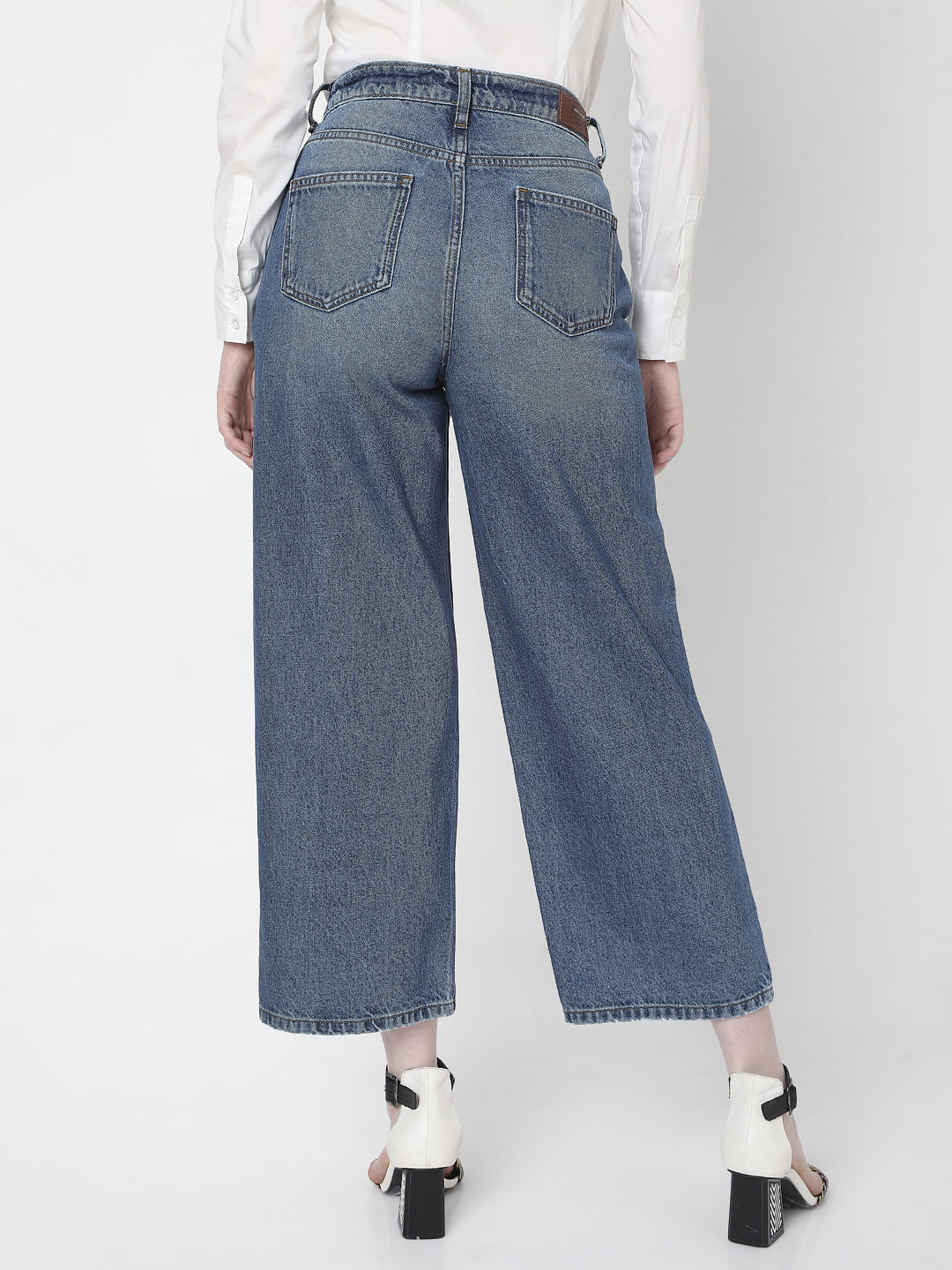 Blue High Rise Flared Jeans