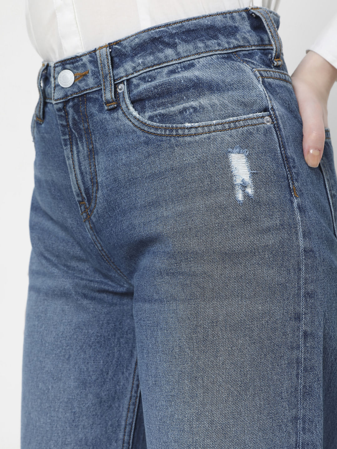 Blue High Rise Flared Jeans