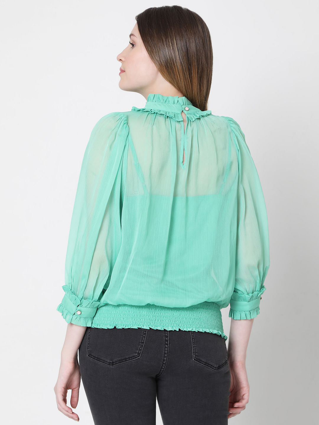 Green Ruffle Top