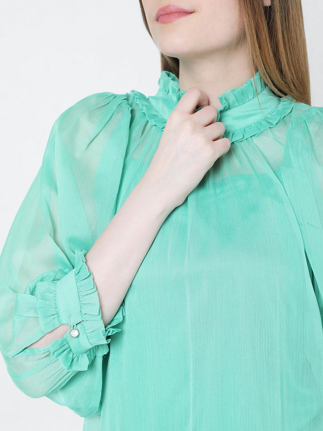 Green Ruffle Top