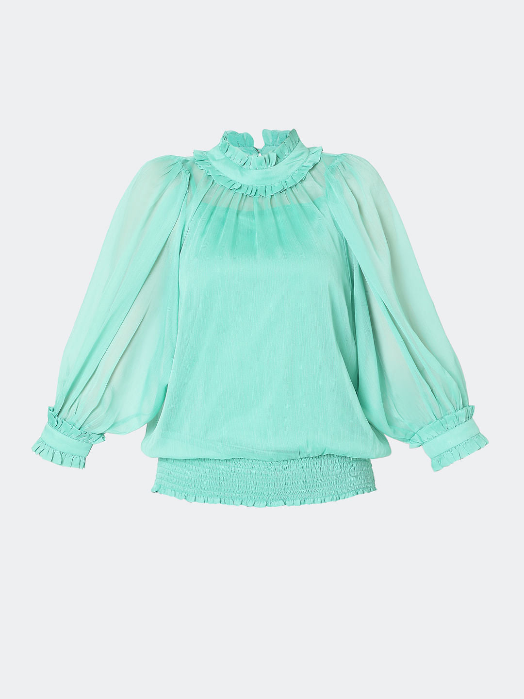 Green Ruffle Top