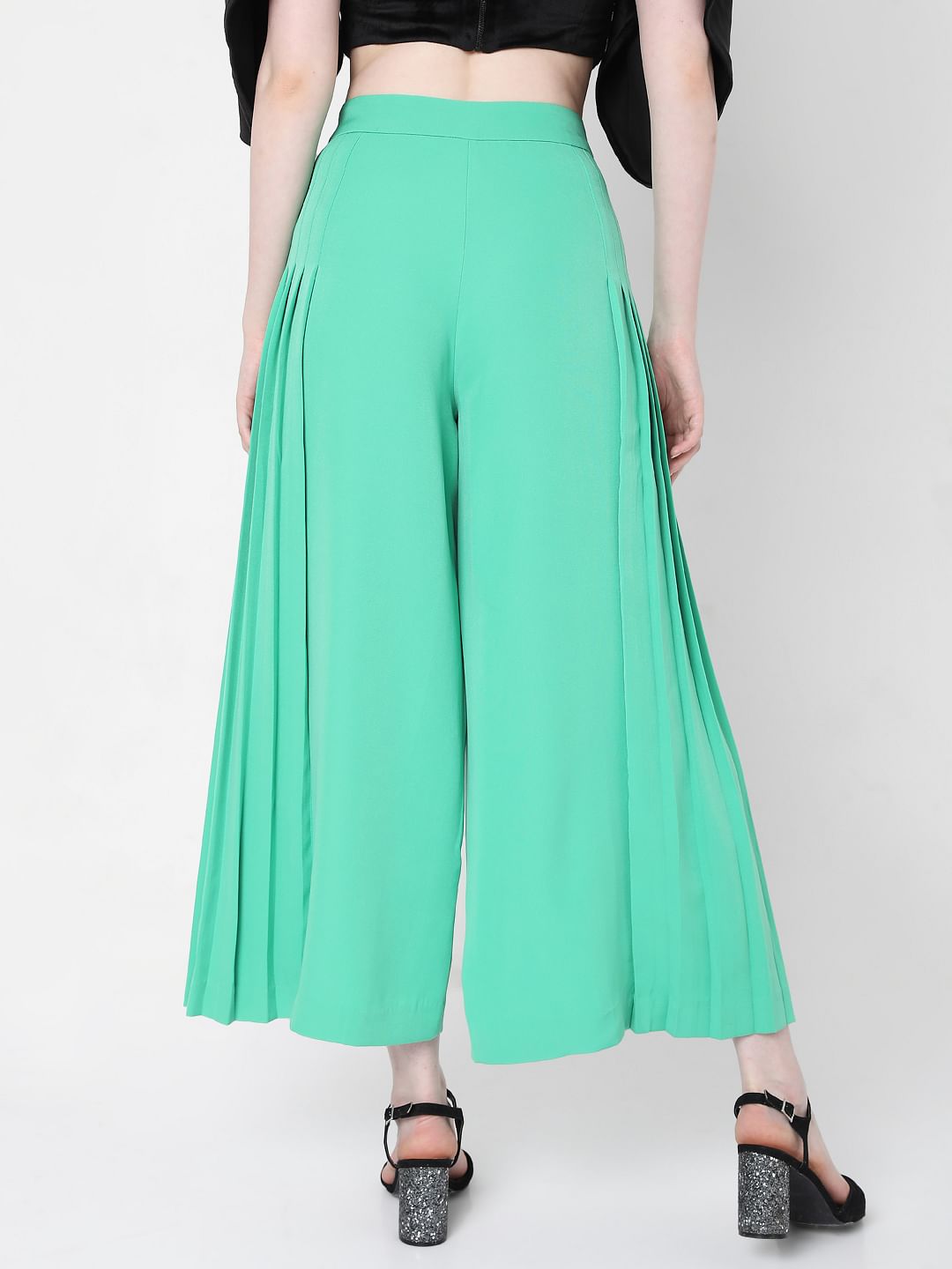 Green High Waist Flared Pants