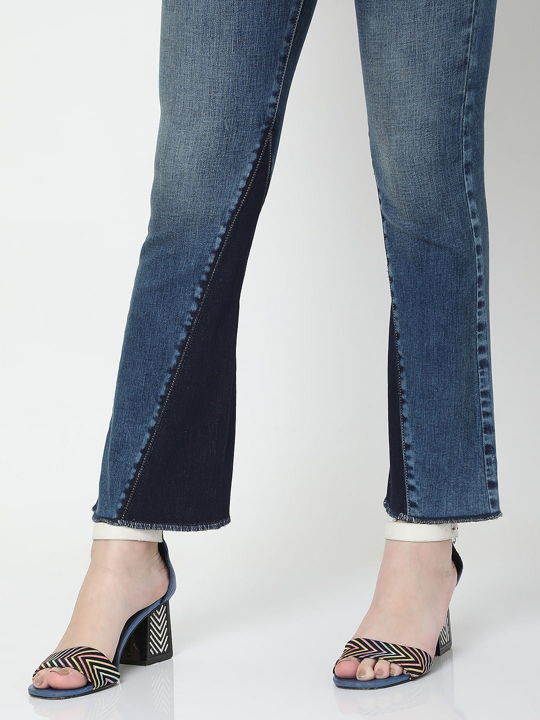Blue High Rise Panel Detail Petra Bootcut Jeans