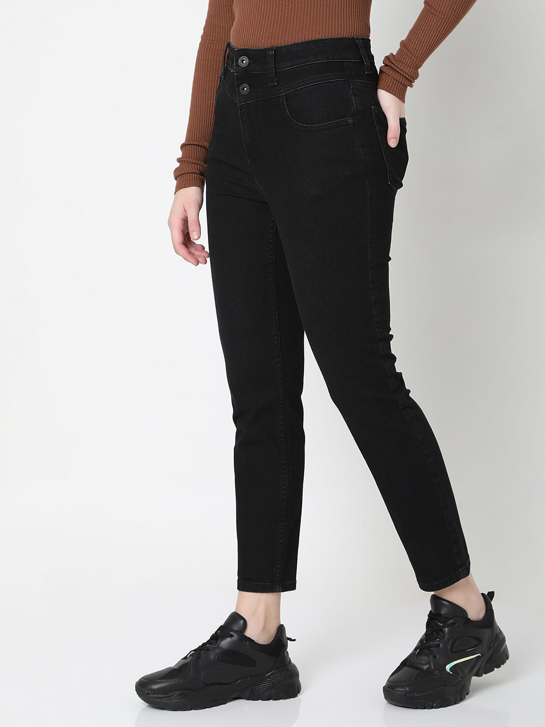 Black High Rise Wendy Skinny Fit Jeans