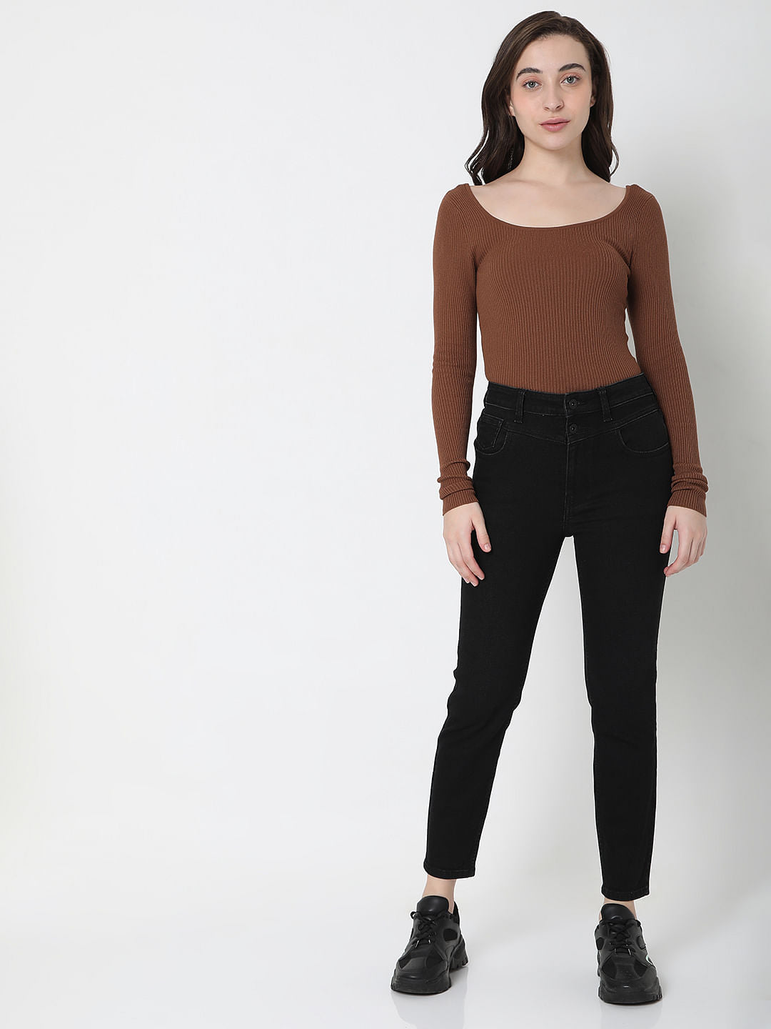 Black High Rise Wendy Skinny Fit Jeans
