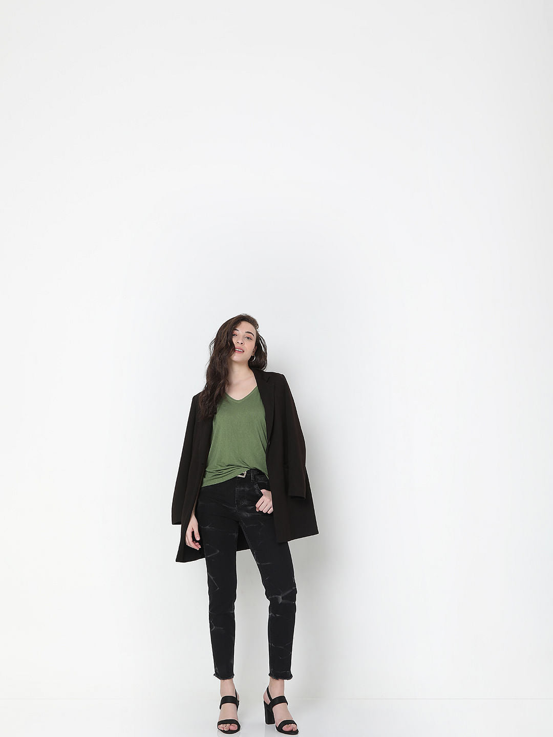 Black Self-Print Jade Straight Fit Jeans