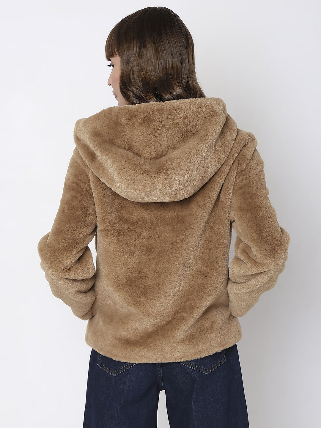 Brown Faux Fur Hooded Jacket
