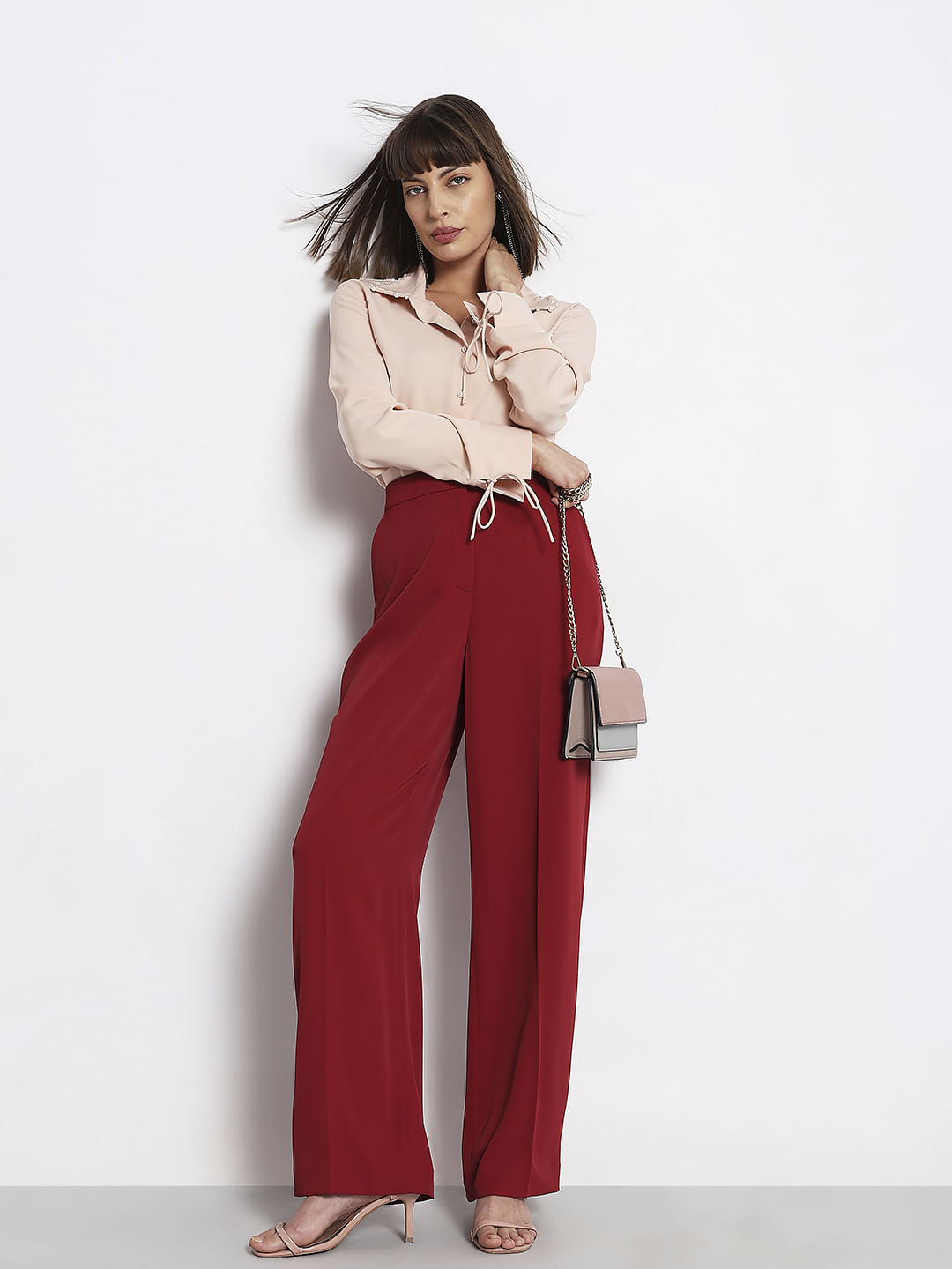 Red High Rise Pants