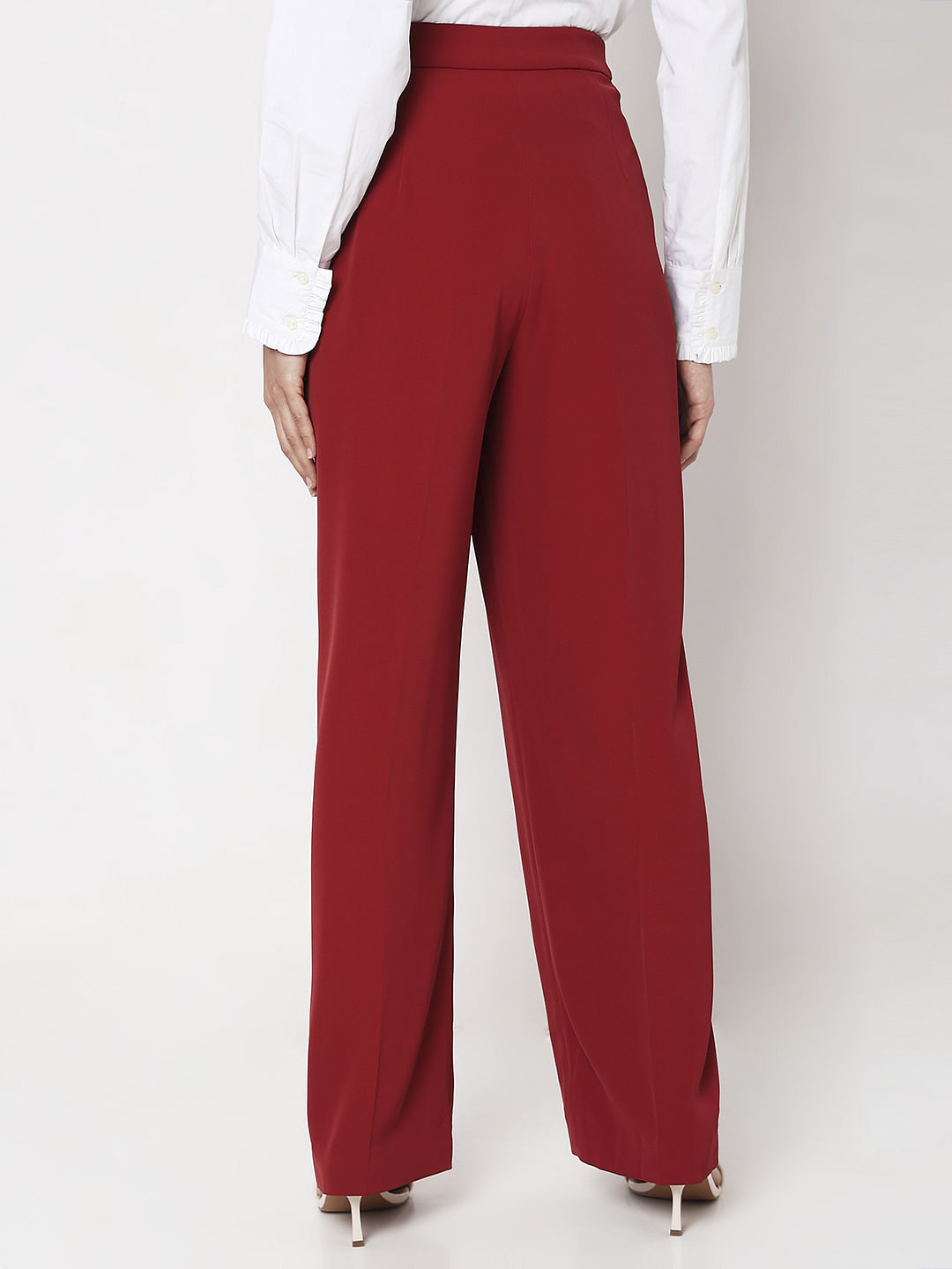 Red High Rise Pants