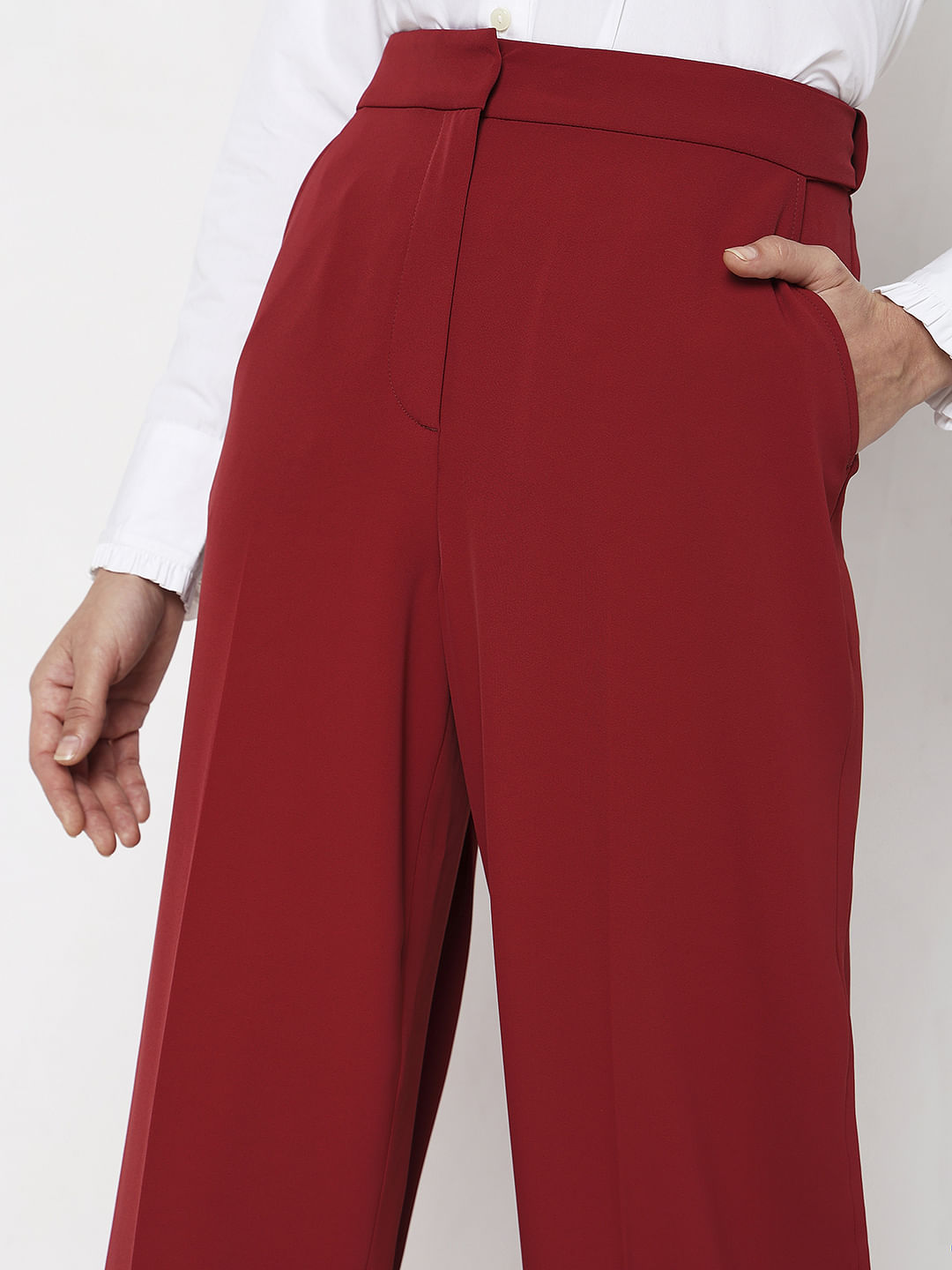 Red High Rise Pants