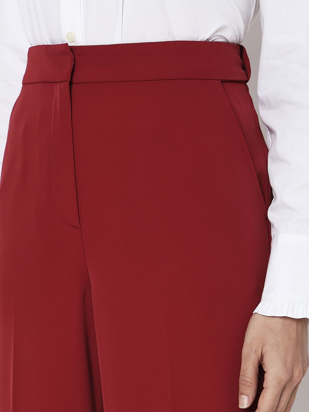 Red High Rise Pants
