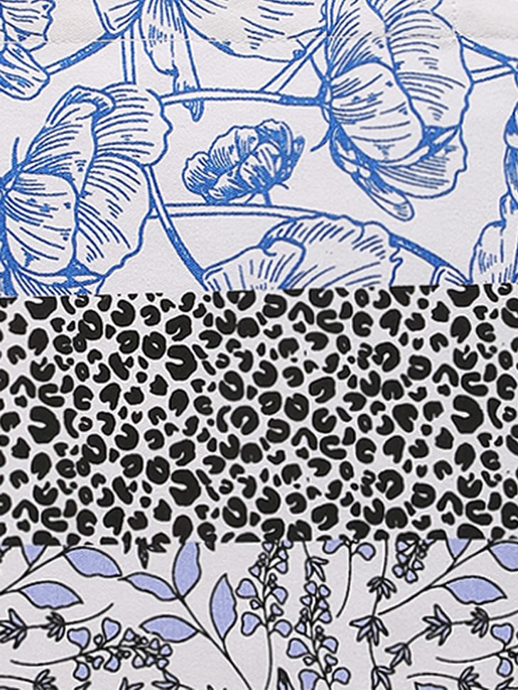 White Colourblocked Tote Bag