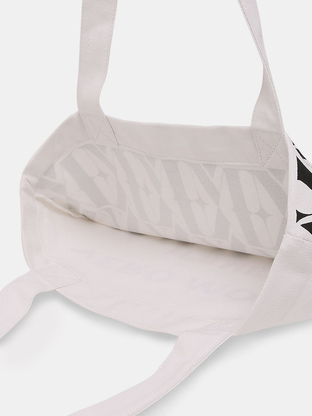 White Typographic Print Tote Bag