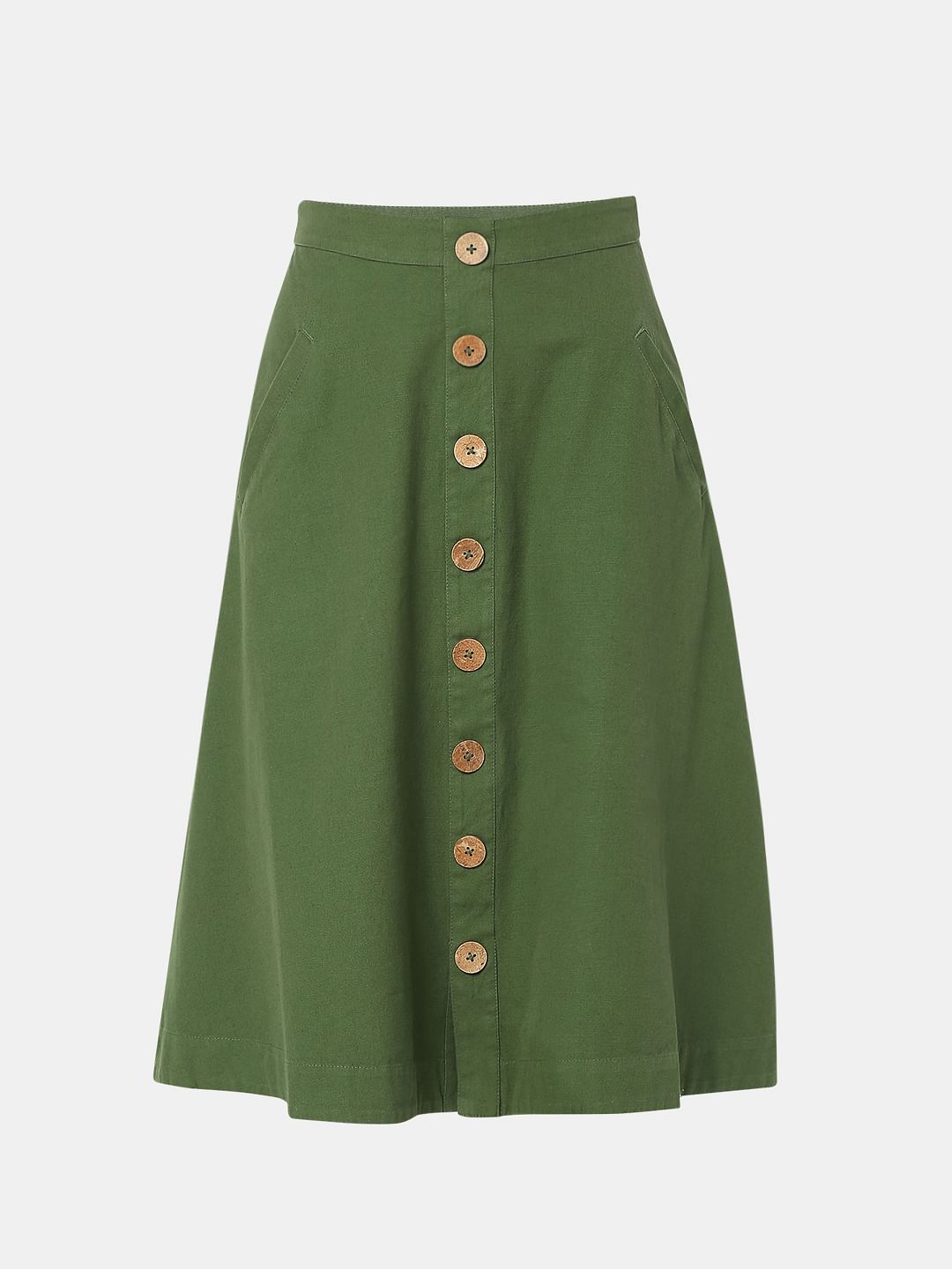 Green High Rise Flared Co-Ord Set Skirt