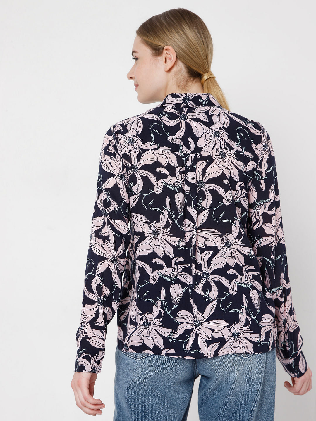 Navy Blue Floral Shirt