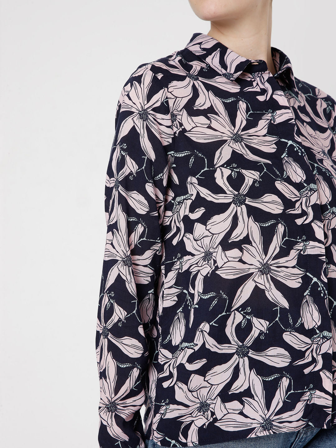 Navy Blue Floral Shirt