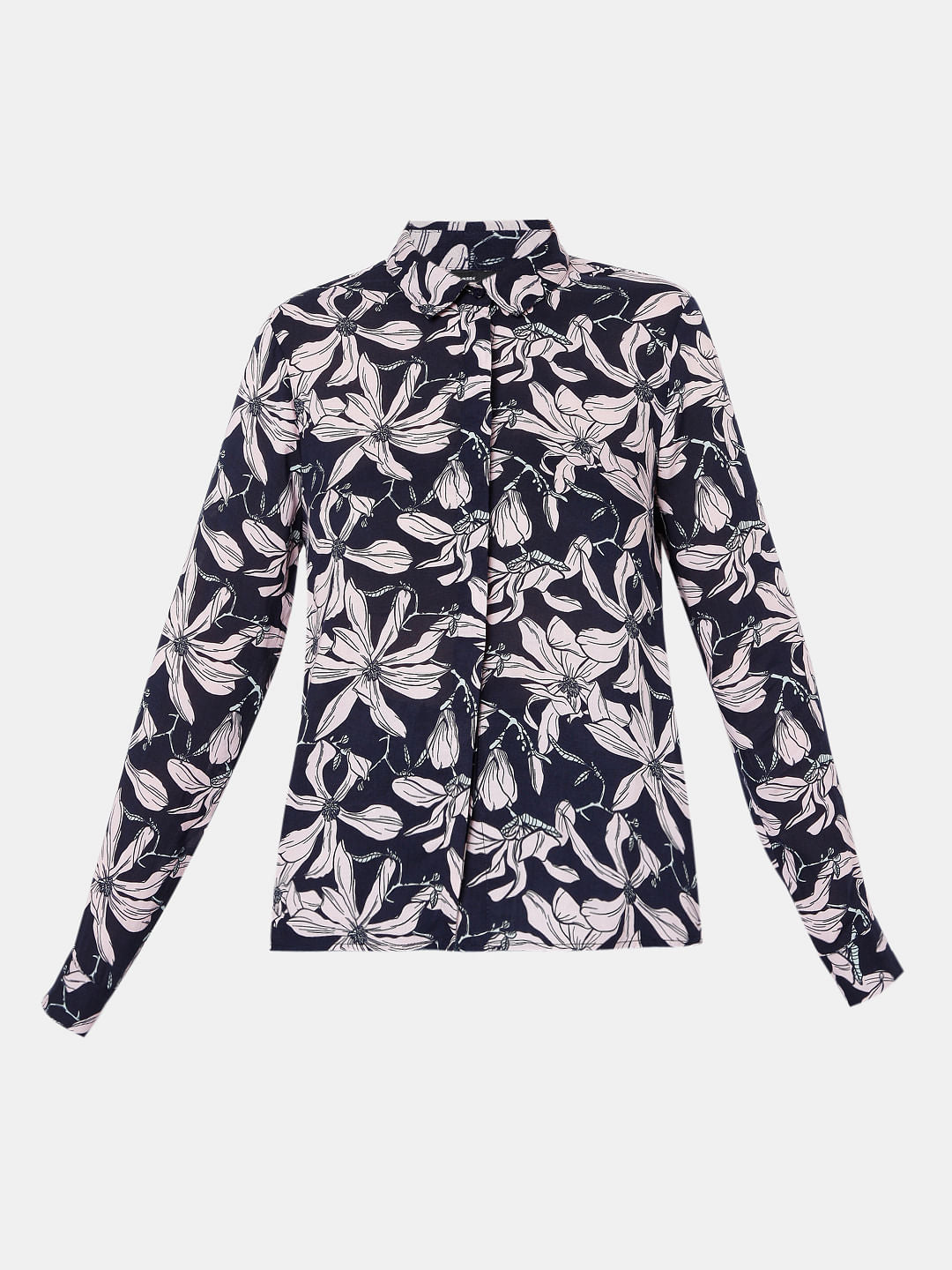 Navy Blue Floral Shirt