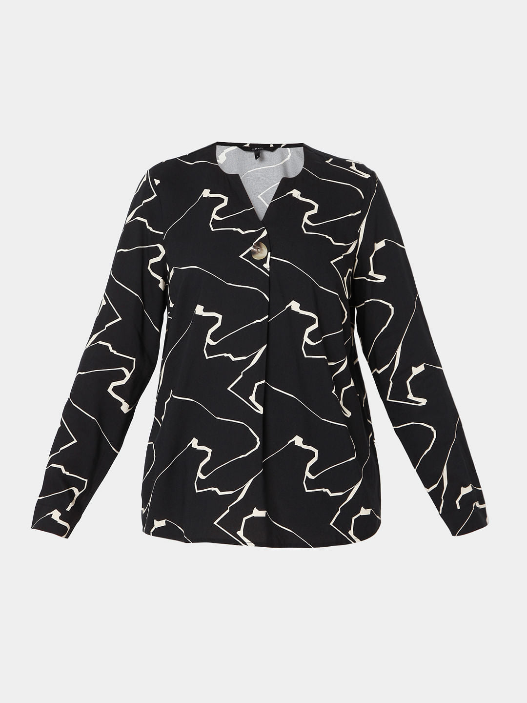 Black Abstract Print Top