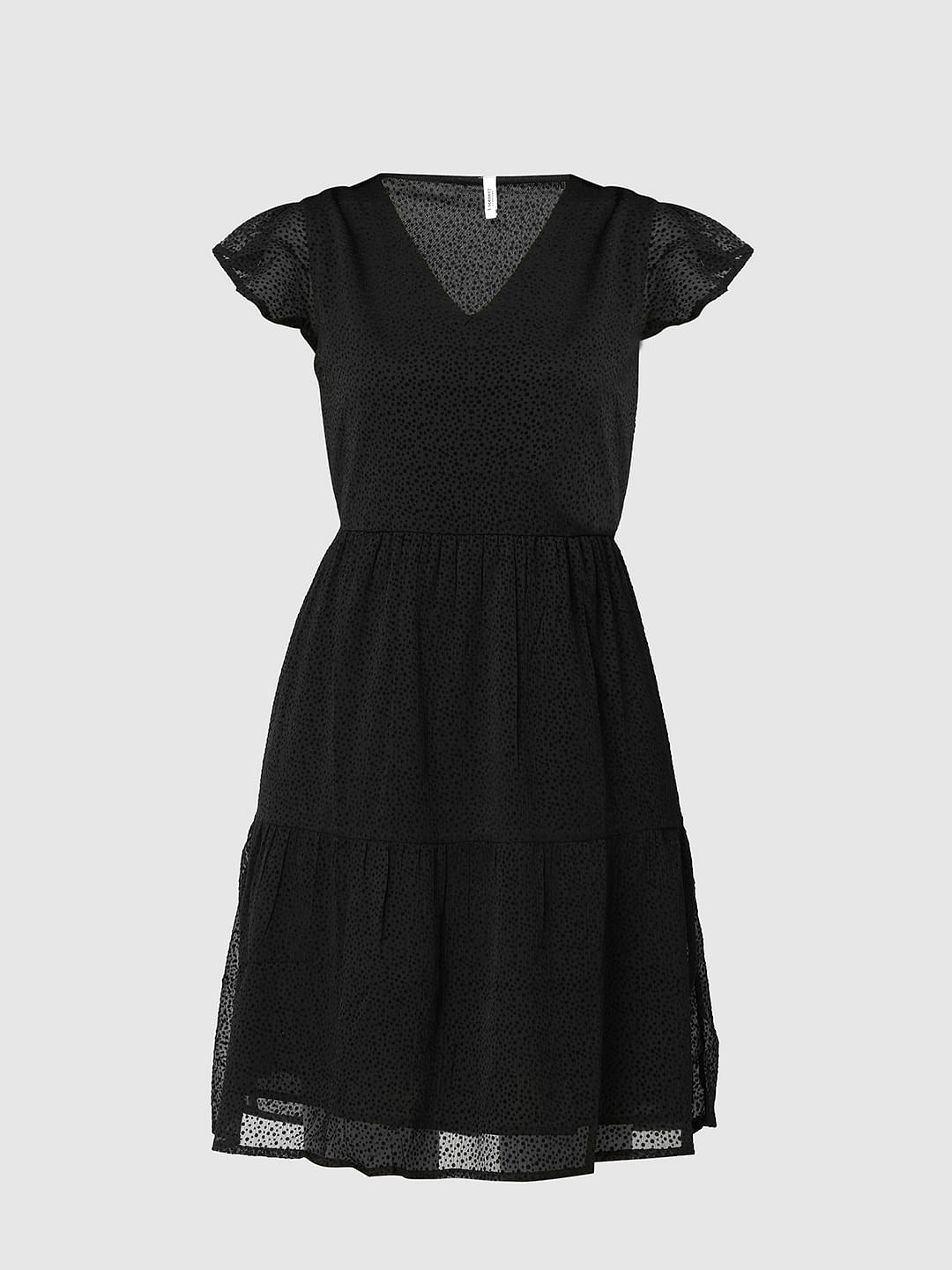 I.Scenery By Vero Moda Black Printed Georgette Dress