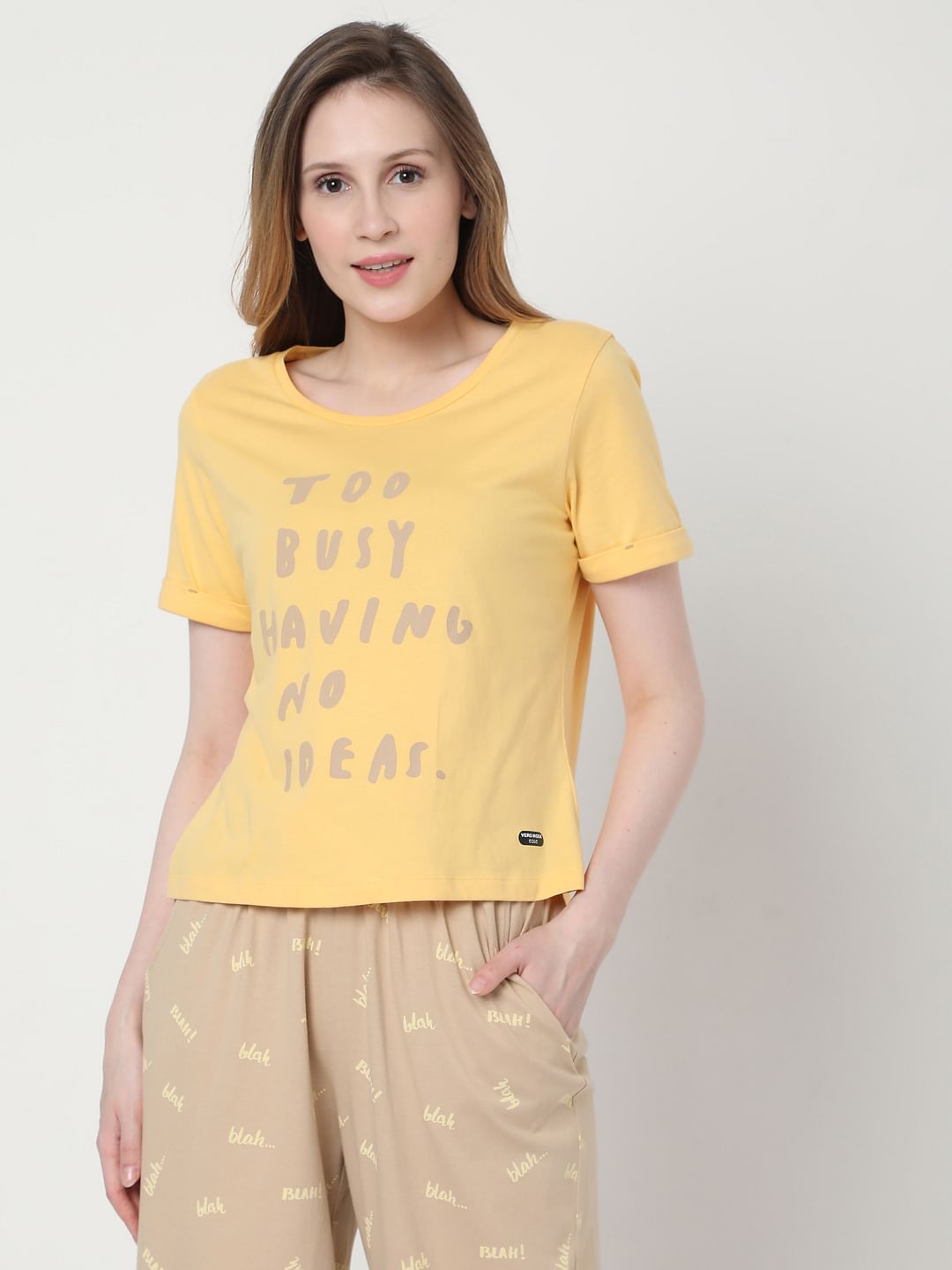 Beige & Yellow Pyjama Set