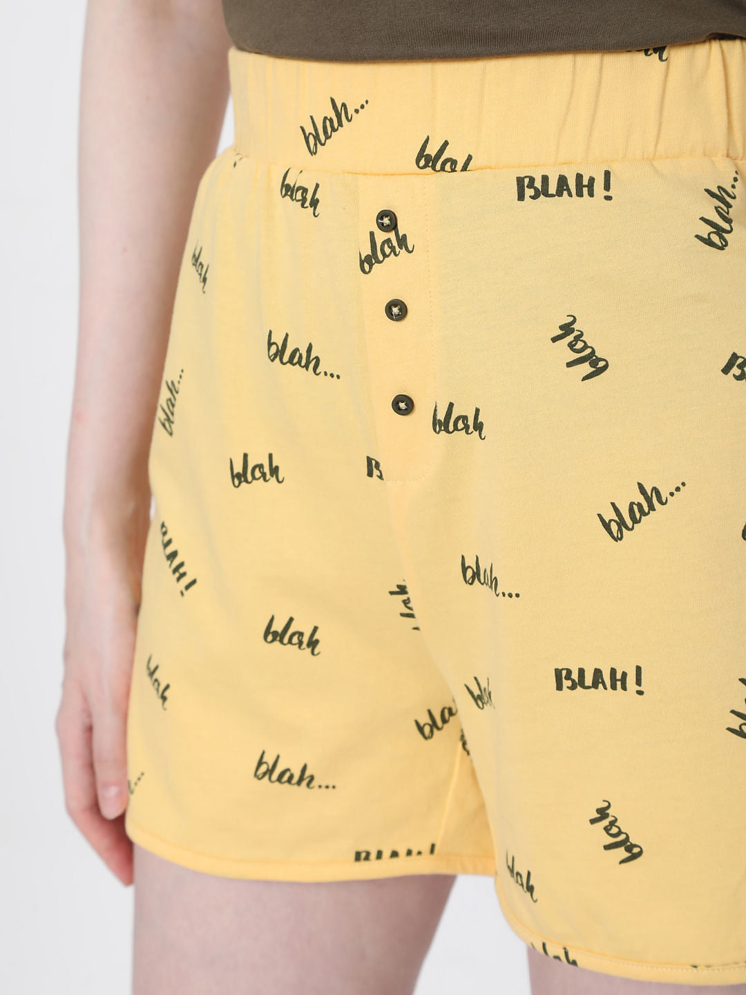 Brown & Yellow Tank Top & Shorts Set