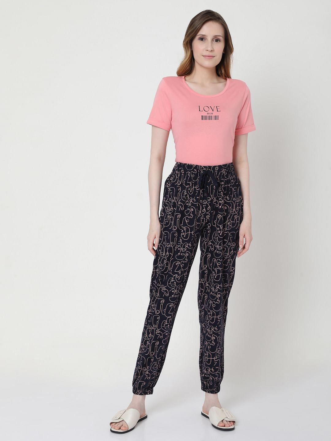 Pink & Blue Joggers & T-Shirt Set
