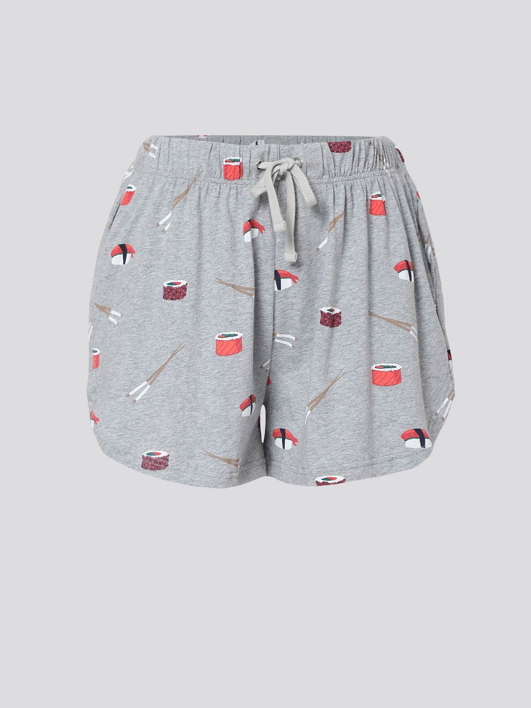 Grey Sushi Print Shorts & T-Shirt Set